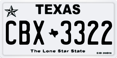 TX license plate CBX3322