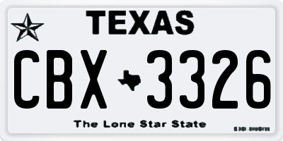 TX license plate CBX3326