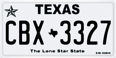 TX license plate CBX3327