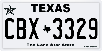 TX license plate CBX3329