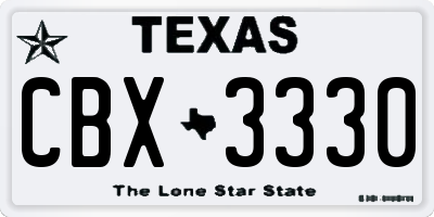 TX license plate CBX3330