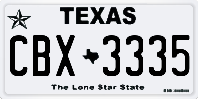 TX license plate CBX3335
