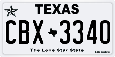 TX license plate CBX3340