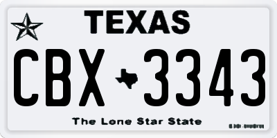 TX license plate CBX3343