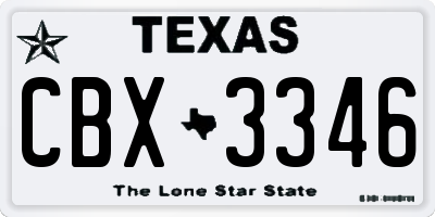 TX license plate CBX3346