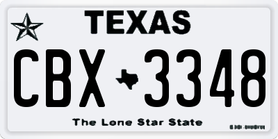TX license plate CBX3348