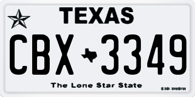 TX license plate CBX3349