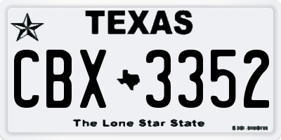 TX license plate CBX3352