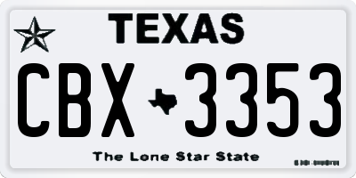TX license plate CBX3353