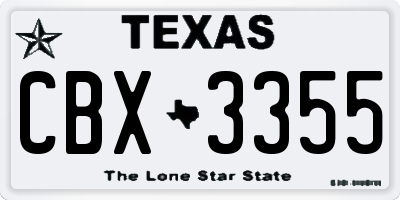 TX license plate CBX3355