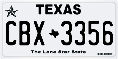 TX license plate CBX3356