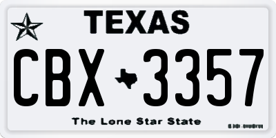 TX license plate CBX3357
