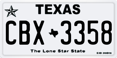 TX license plate CBX3358