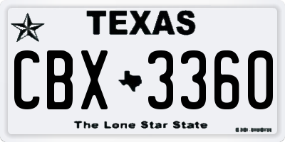 TX license plate CBX3360