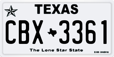 TX license plate CBX3361