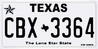 TX license plate CBX3364