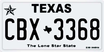 TX license plate CBX3368