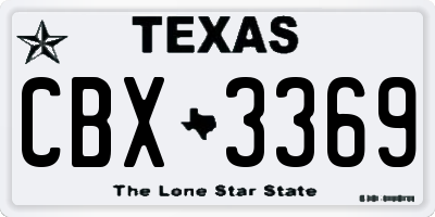 TX license plate CBX3369