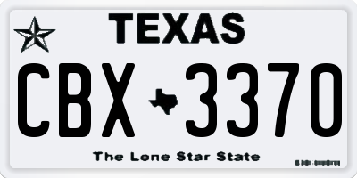 TX license plate CBX3370
