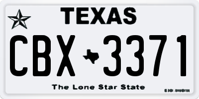 TX license plate CBX3371
