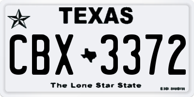 TX license plate CBX3372