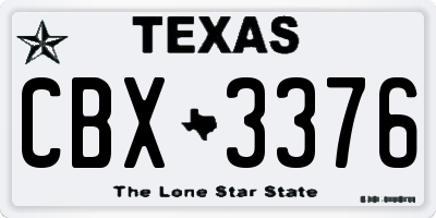 TX license plate CBX3376
