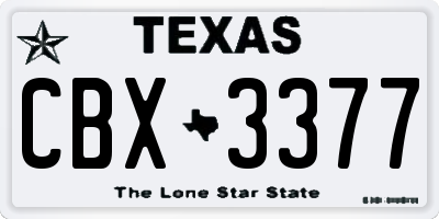 TX license plate CBX3377