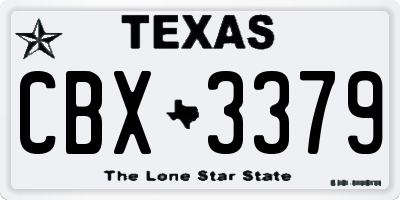 TX license plate CBX3379