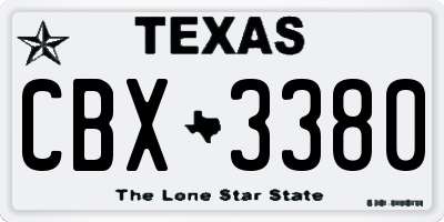 TX license plate CBX3380