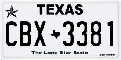 TX license plate CBX3381