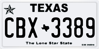 TX license plate CBX3389