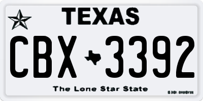 TX license plate CBX3392
