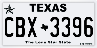 TX license plate CBX3396