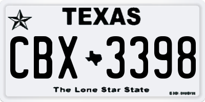 TX license plate CBX3398