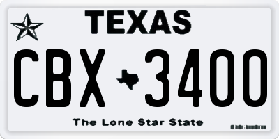 TX license plate CBX3400