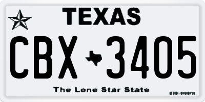 TX license plate CBX3405