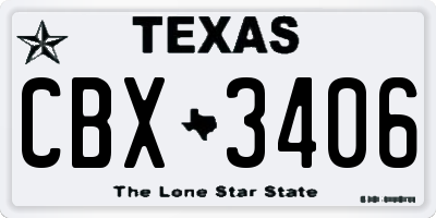 TX license plate CBX3406