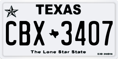 TX license plate CBX3407