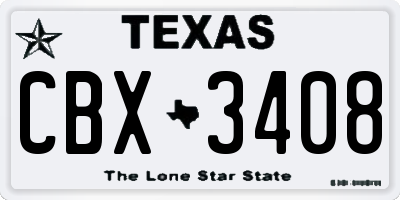 TX license plate CBX3408