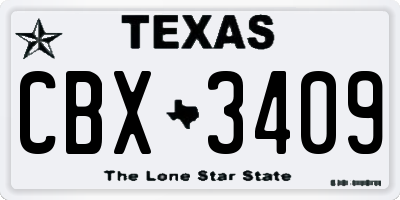 TX license plate CBX3409