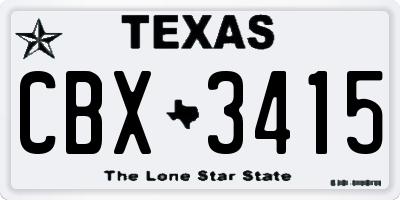 TX license plate CBX3415