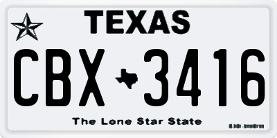 TX license plate CBX3416