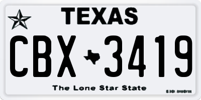 TX license plate CBX3419