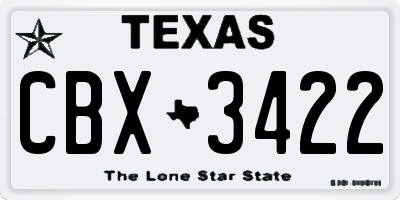 TX license plate CBX3422