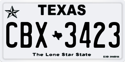 TX license plate CBX3423