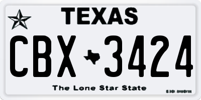 TX license plate CBX3424