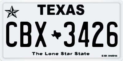 TX license plate CBX3426