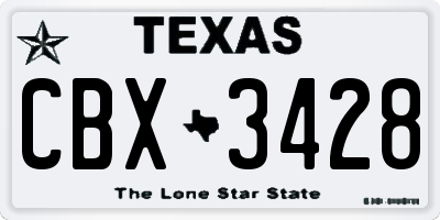 TX license plate CBX3428