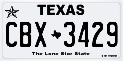 TX license plate CBX3429