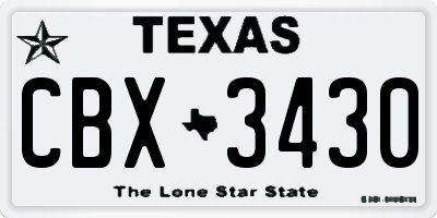 TX license plate CBX3430